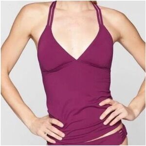 ATHLETA Cross Strap Tankini Top Plum Size XS